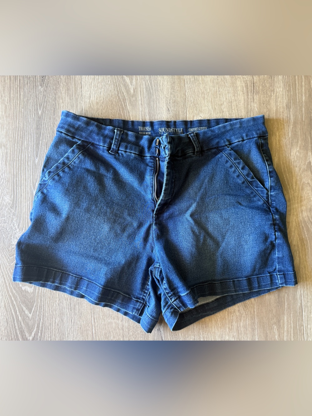 Soundstyle High-Rise Dark Blue Denim Women’s Trouser Shorts